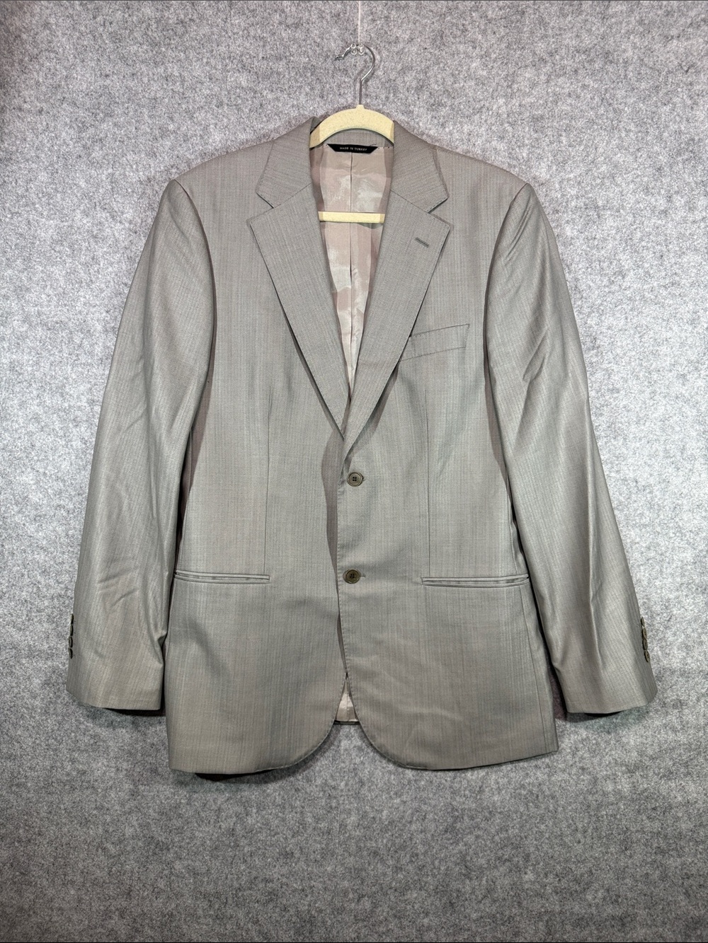 Sarar Sport Coat Blazer - Mens 40L - Gray Wool Silk Two Button Business Formal